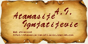 Atanasije Ignjatijević vizit kartica